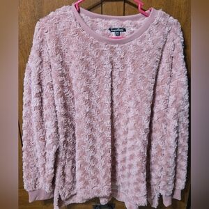 Rose Pink Textured/Fuzzy Women's Sweater